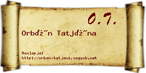 Orbán Tatjána névjegykártya